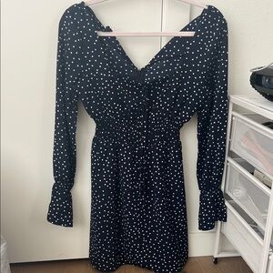 Princess Polly Black and White Polka Dot Long Sleeve Dress